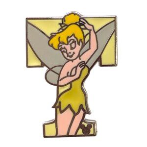 Tinker Bell Disney Pin: "T" Monogram Alphabet Letter